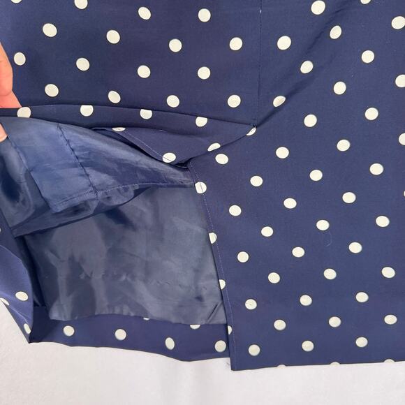 Vintage 80s Navy Blue Polka Dot Skirt Handmade Pinup Pencil Petite Small - Picture 3 of 16